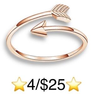 Rose Gold Tone Wrap Around Arrow Ring, Open Wrap Style Adjustable Size